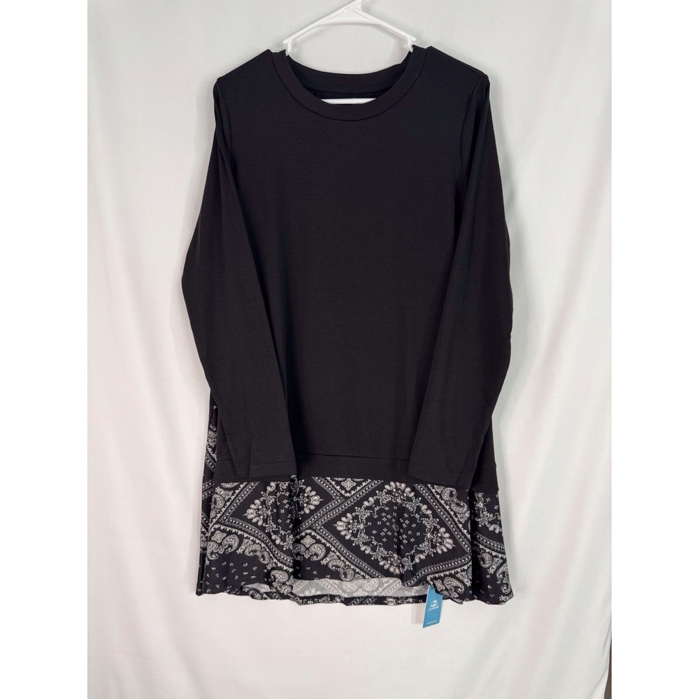 CUPSHE Black Long Sleeve Dress Medium NWT Paisley‎ Bandana Print Casual Chic
